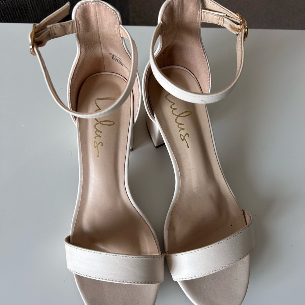 Lulu's Elegant Cream Heels with Ankle Strap